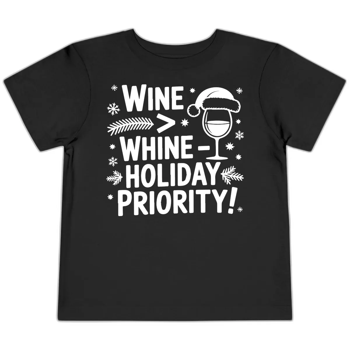 Wine Holiday Priority Graphic Toddler T-Shirt in Black