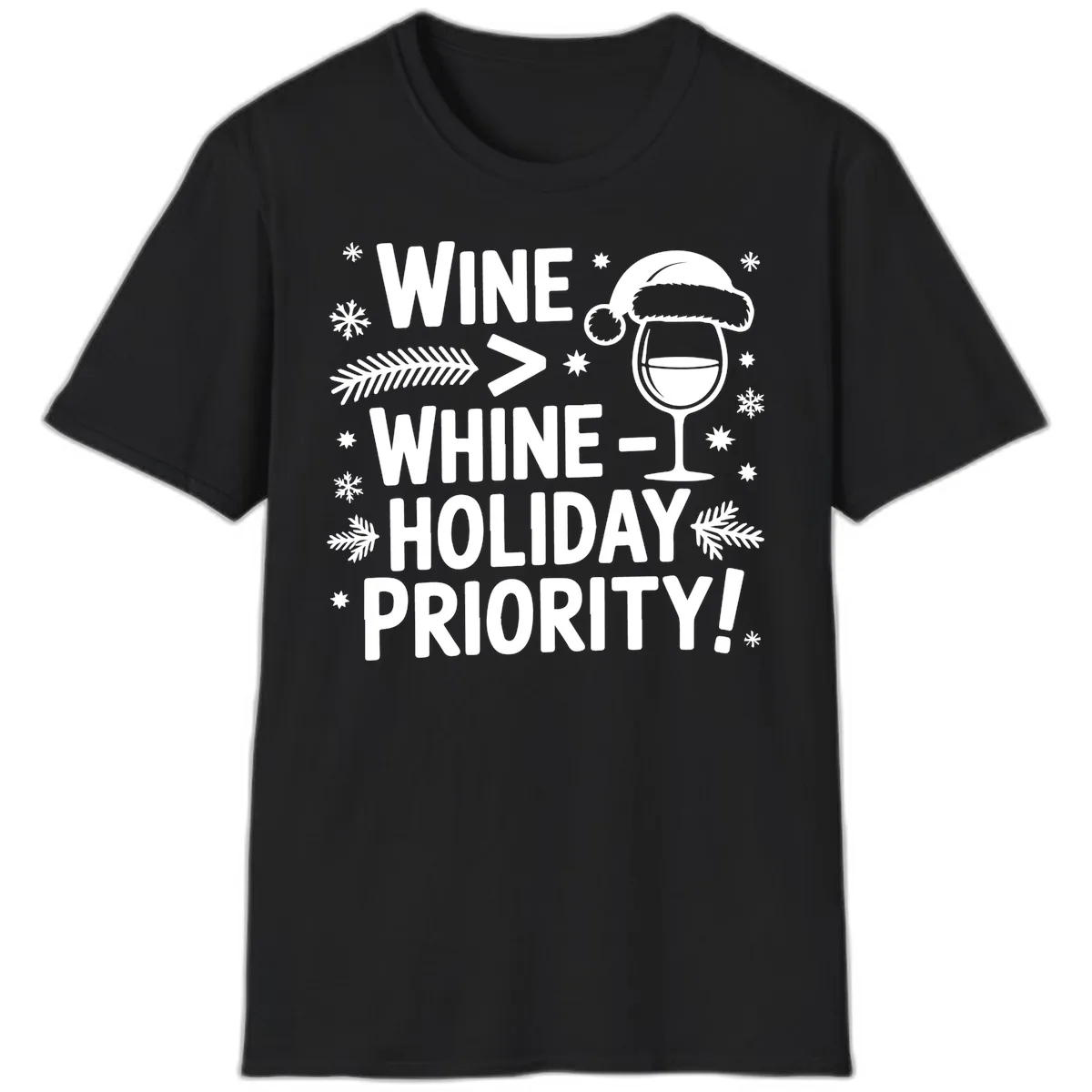 Wine Holiday Priority Graphic T-Shirt in Black