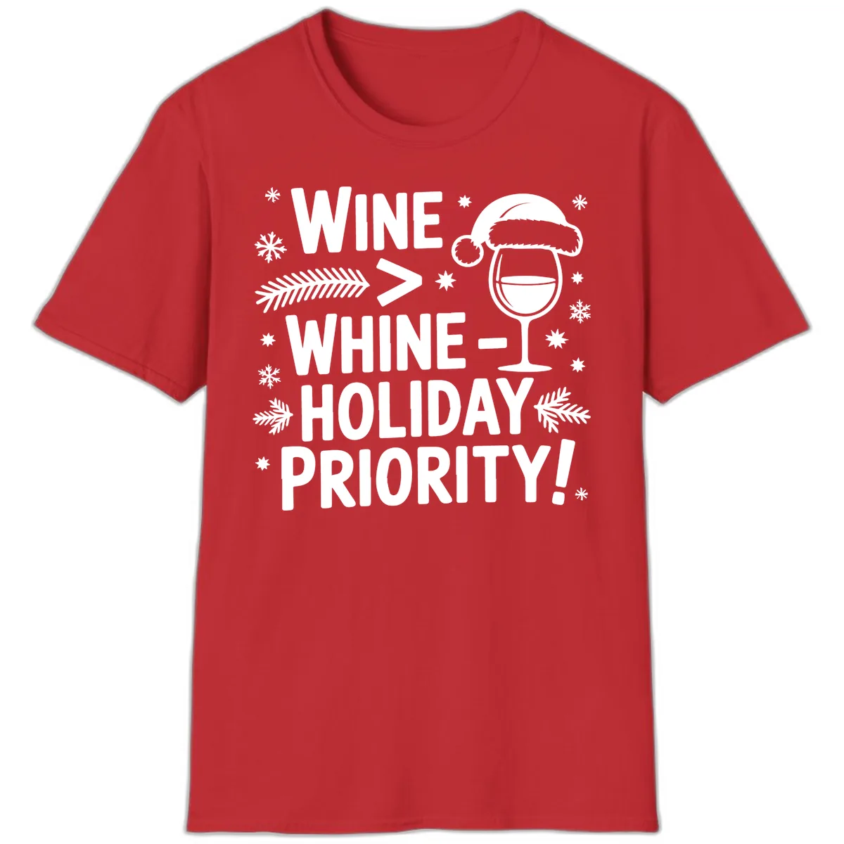Wine Holiday Priority Graphic T-Shirt in Red