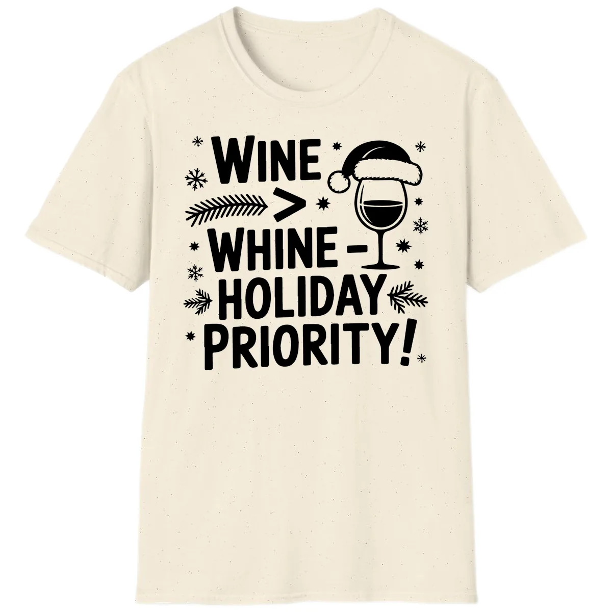 Wine Holiday Priority Graphic T-Shirt in Natural