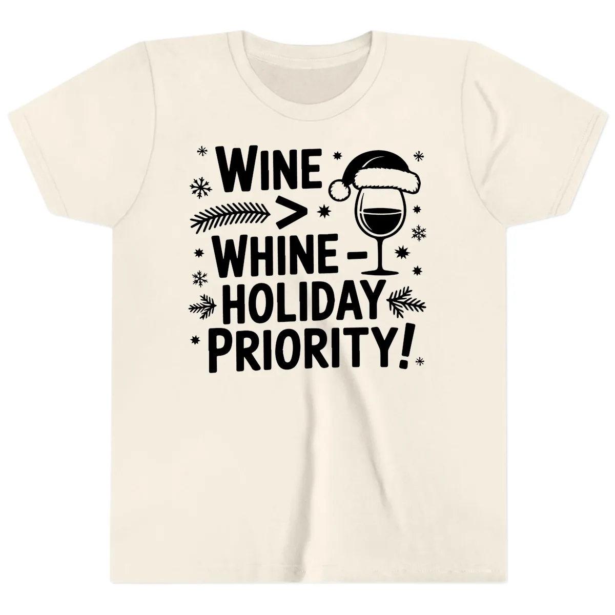 Wine Holiday Priority Graphic Youth T-Shirt in Natural