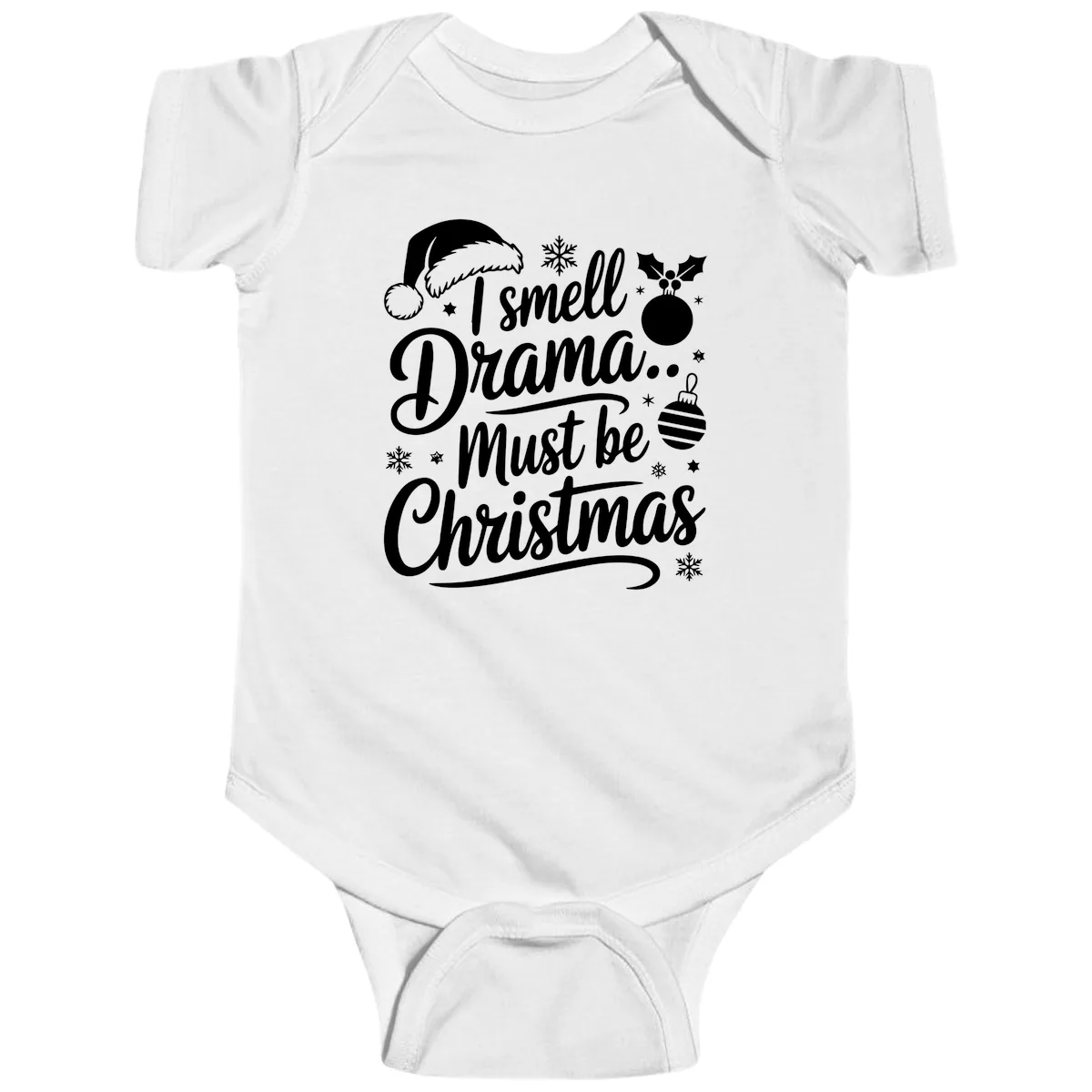 I Smell Drama Must Be Christmas Baby Onesie in White