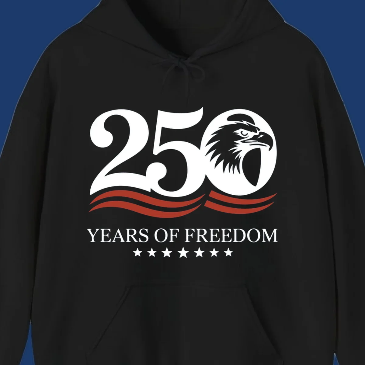 America 250 years of freedom eagle graphic with text.