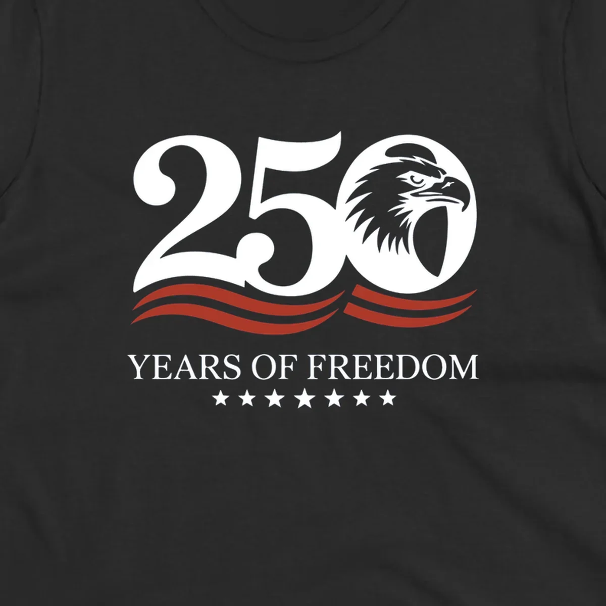 America 250 years of freedom eagle graphic with text.