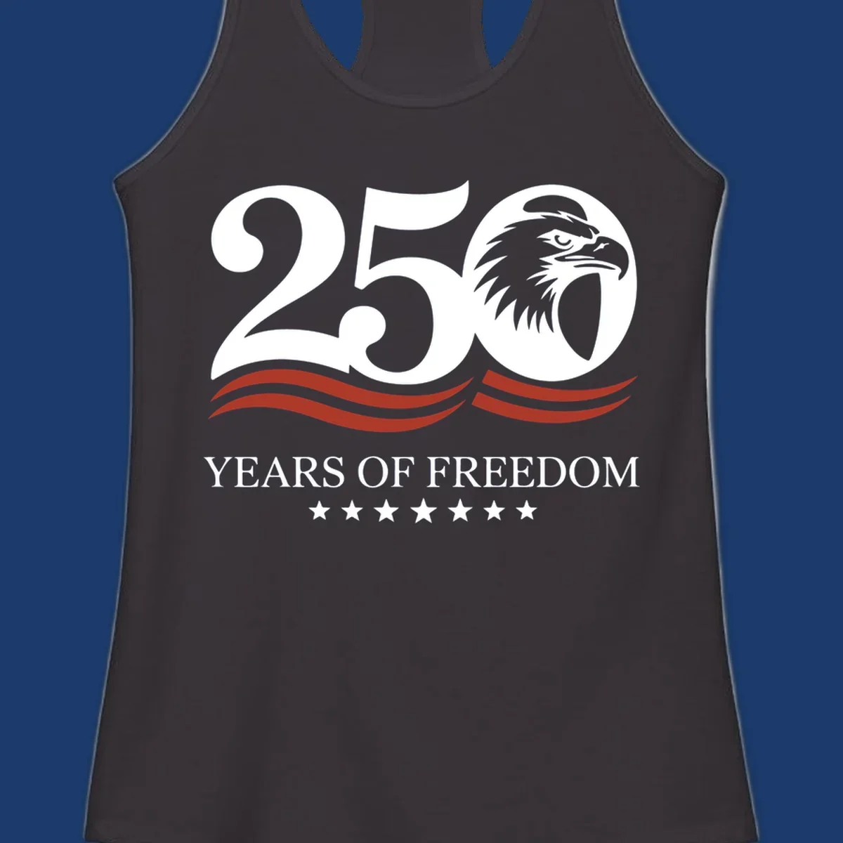 America 250 years of freedom eagle graphic with text.