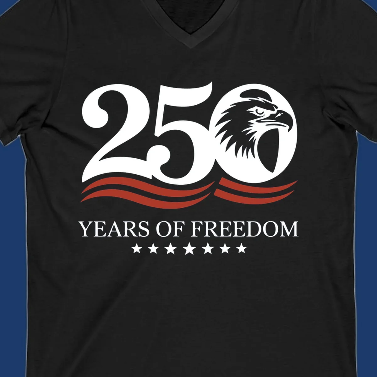 America 250 years of freedom eagle graphic with text.