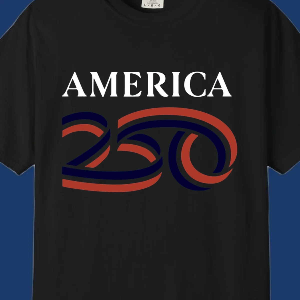 America 250th Anniversary Celebration design with text AMERICA and graphic 250.