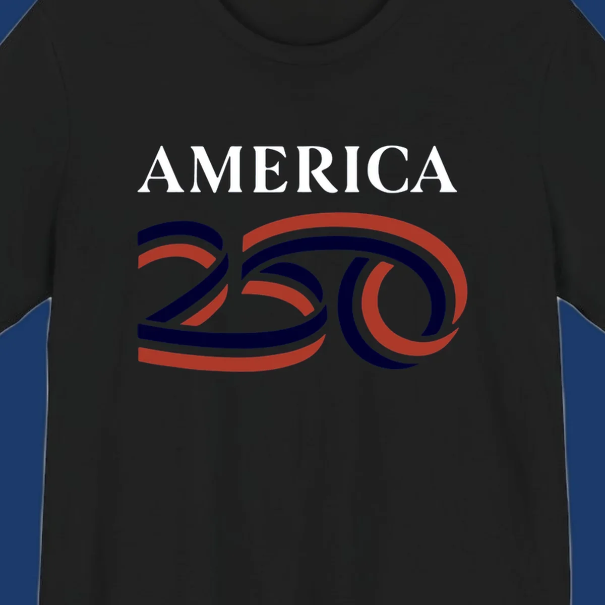America 250th Anniversary Celebration design with text AMERICA and graphic 250.