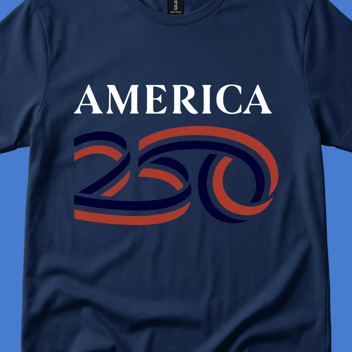 America 250th Anniversary Celebration design with text AMERICA and graphic 250.