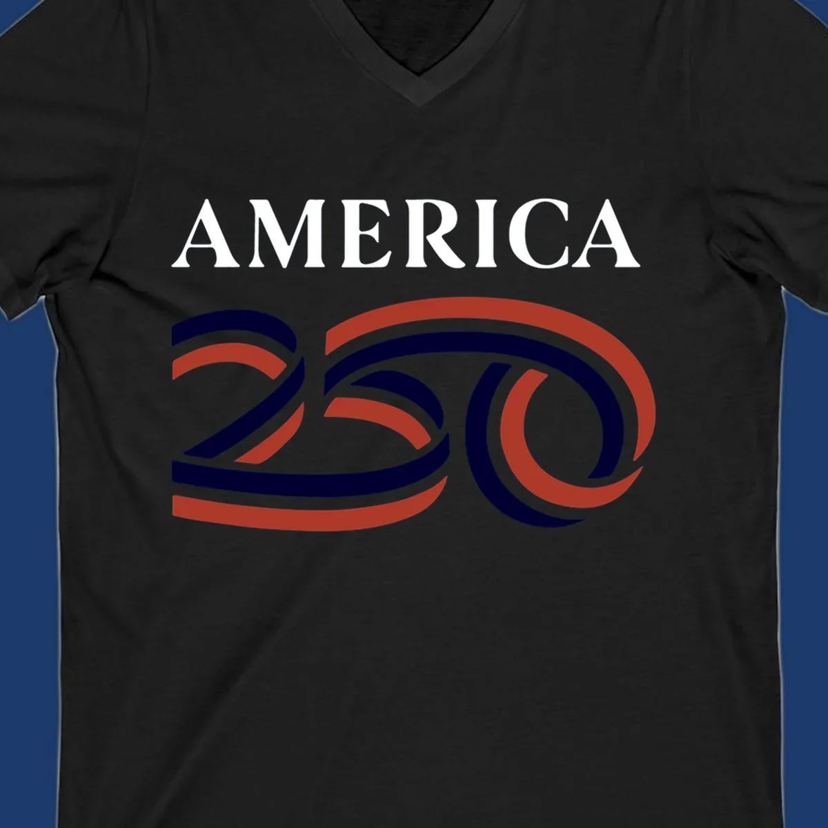 America 250th Anniversary Celebration design with text AMERICA and graphic 250.