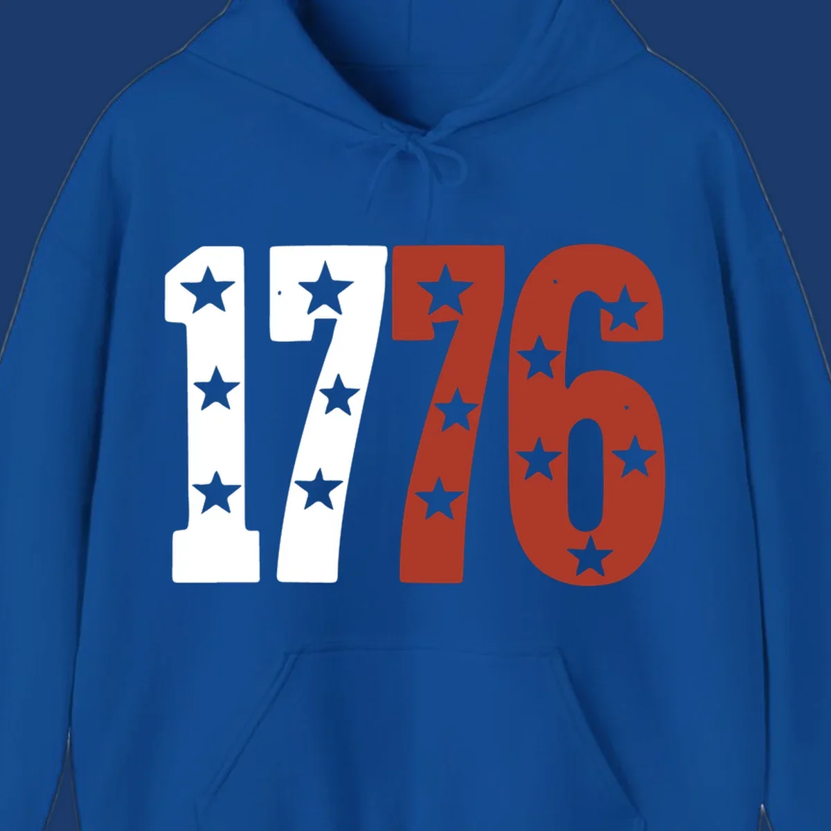 Bold 1776 star celebration graphic with red, white, and blue stars.