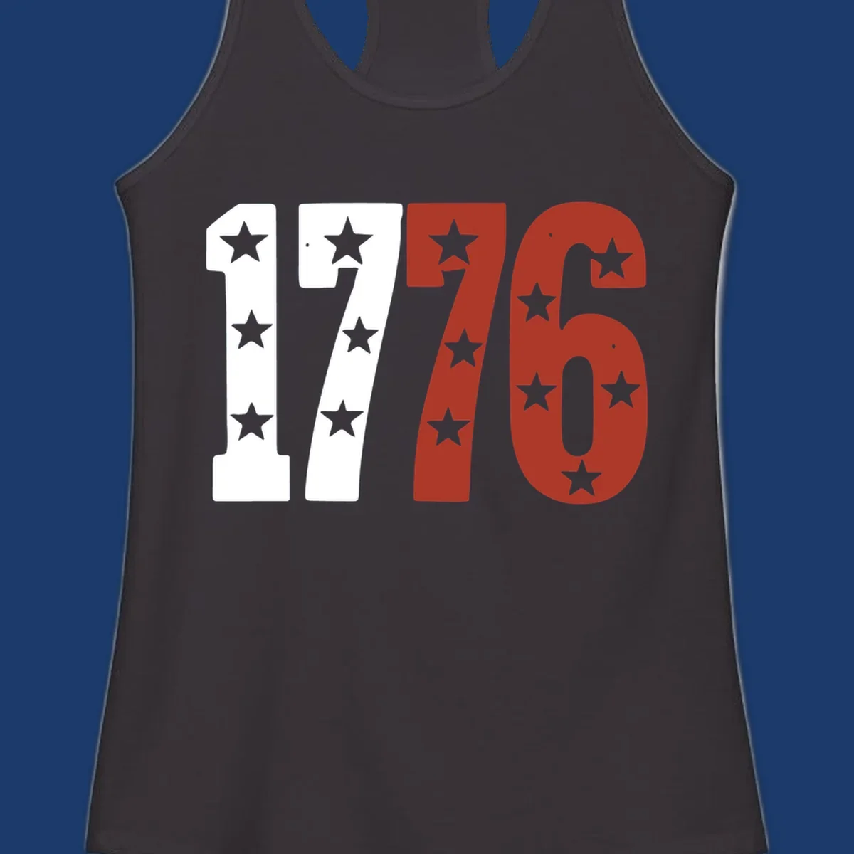 Bold 1776 star celebration graphic with red, white, and blue stars.