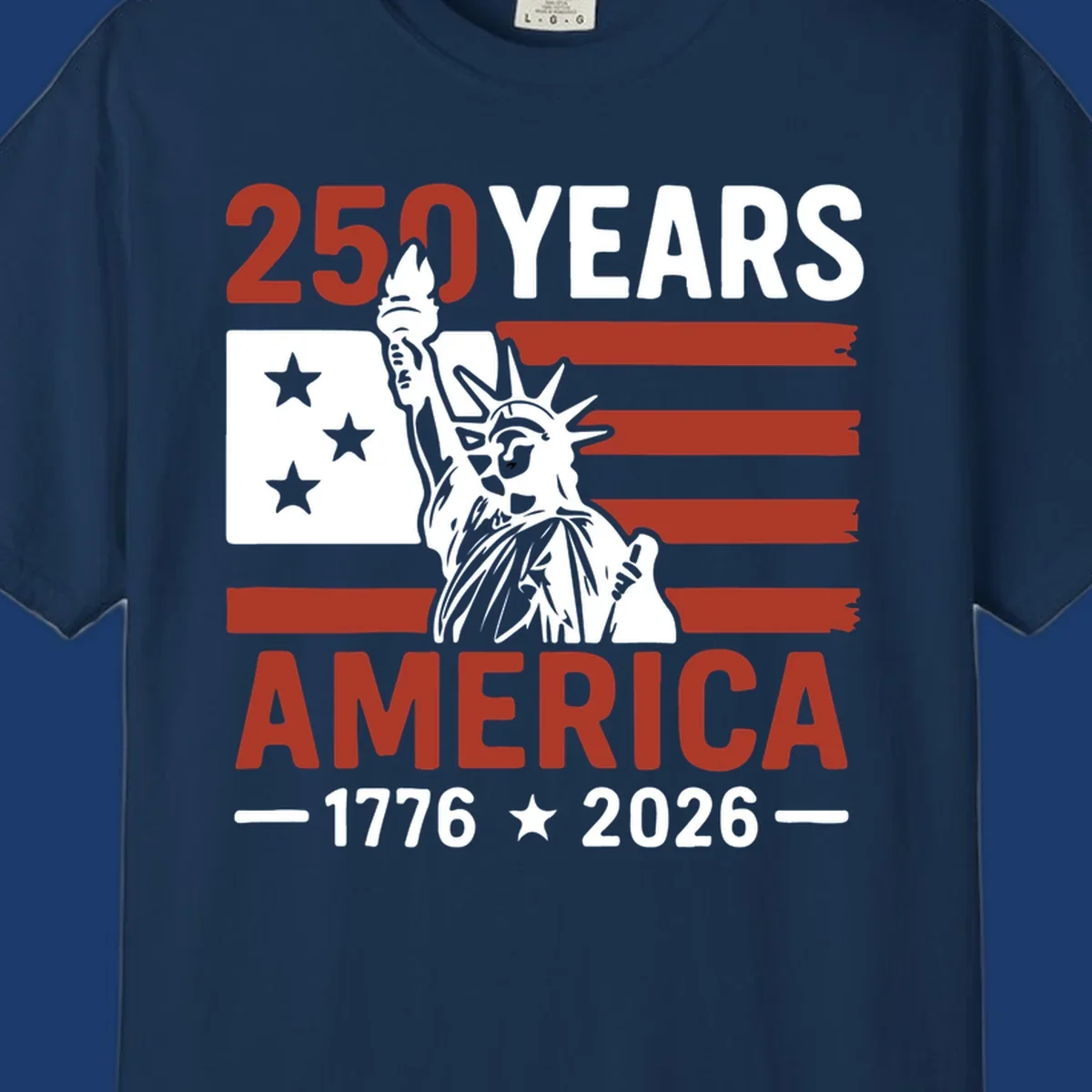 America 250th anniversary design with Statue of Liberty and American flag.