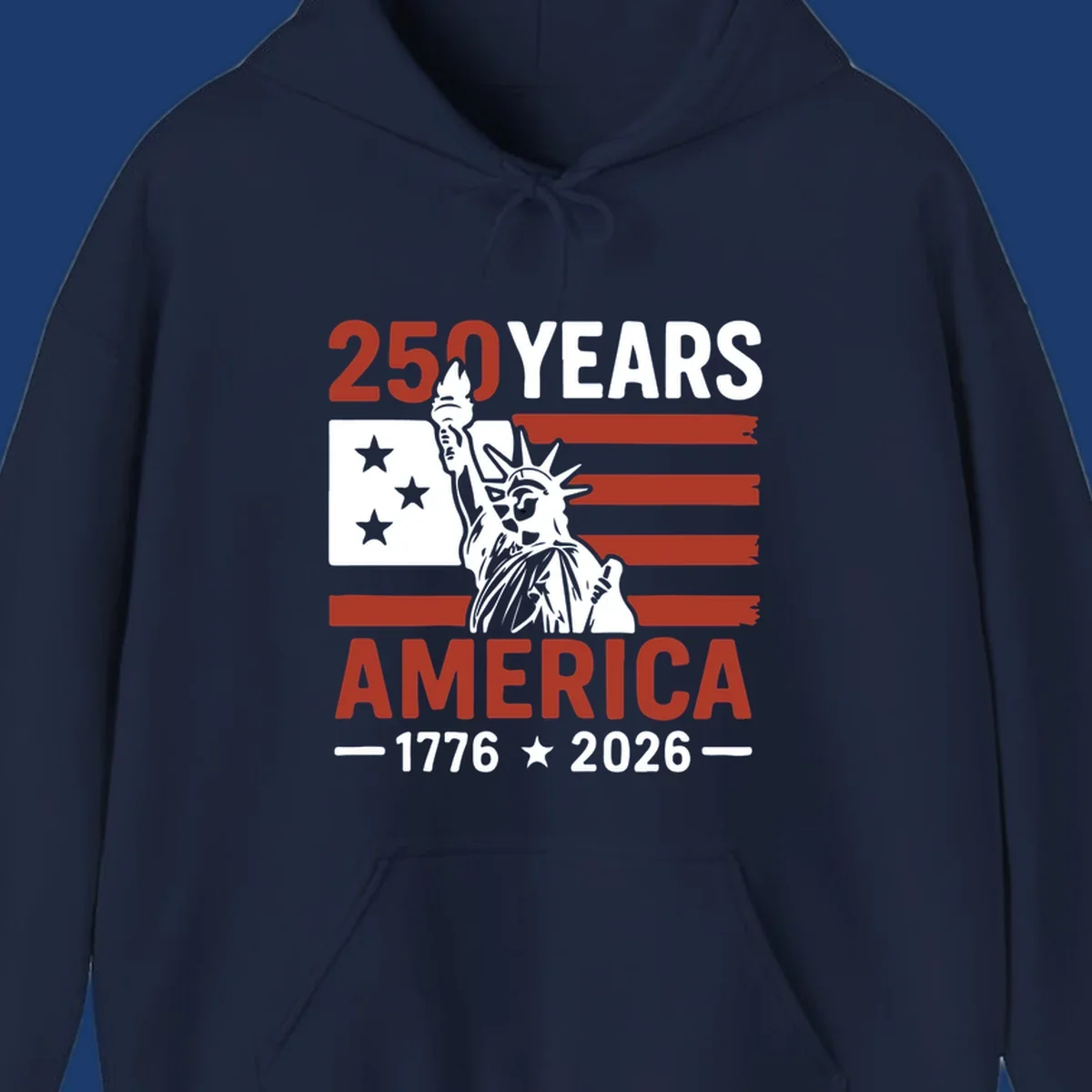 America 250th anniversary design with Statue of Liberty and American flag.