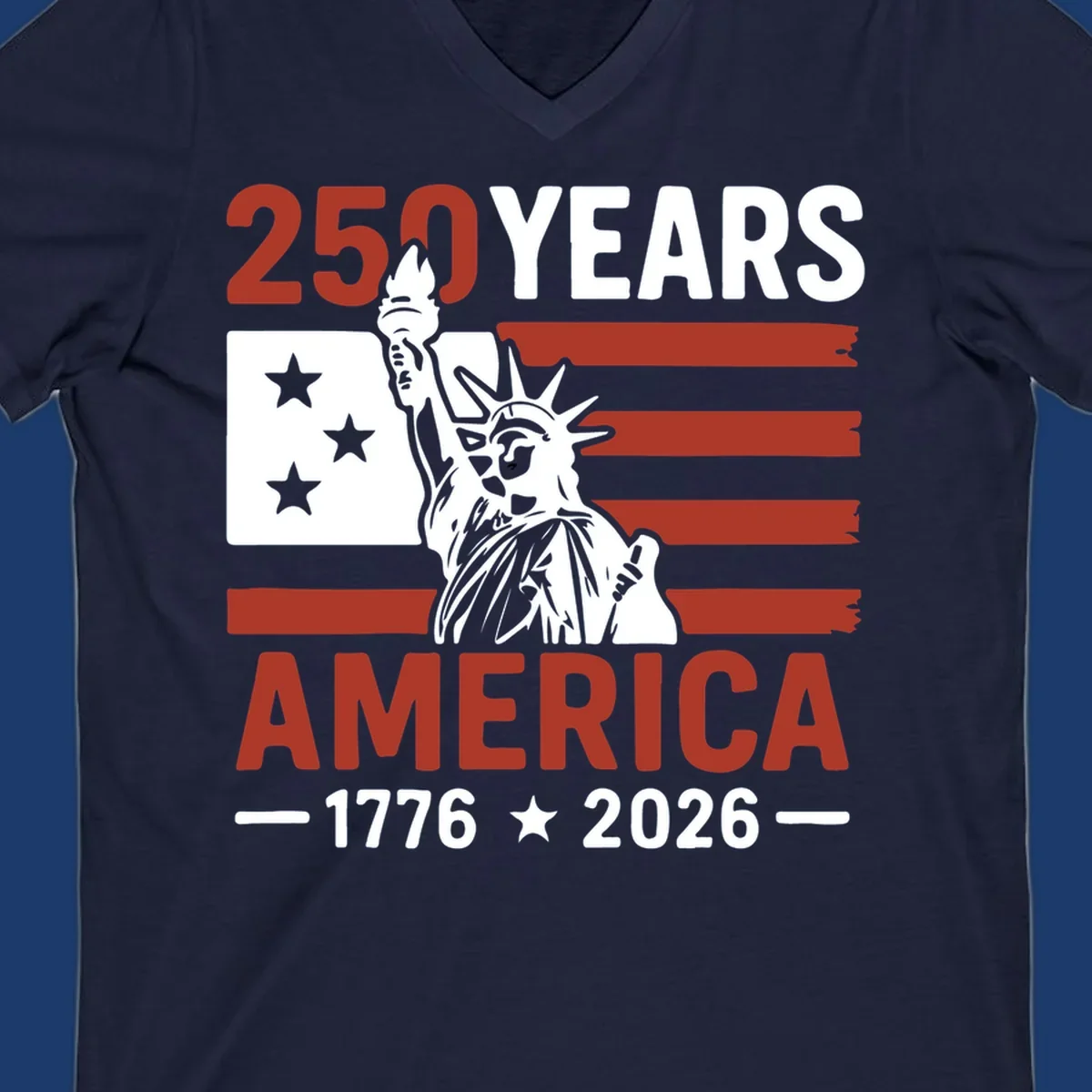 America 250th anniversary design with Statue of Liberty and American flag.