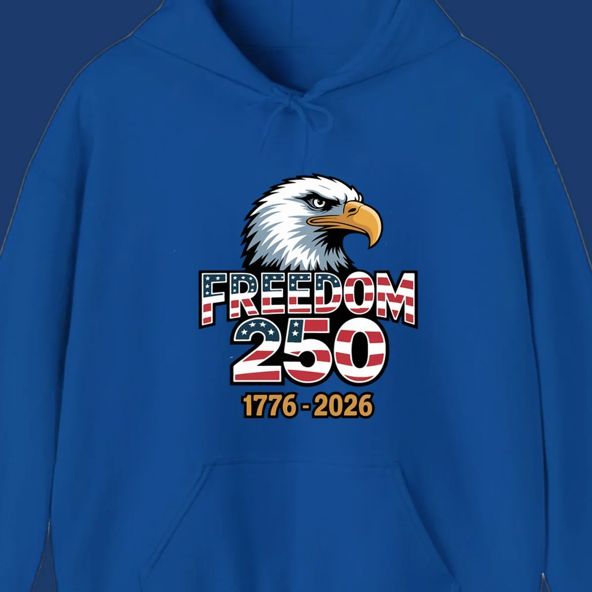 Freedom 250th anniversary design with an eagle and American flag elements.