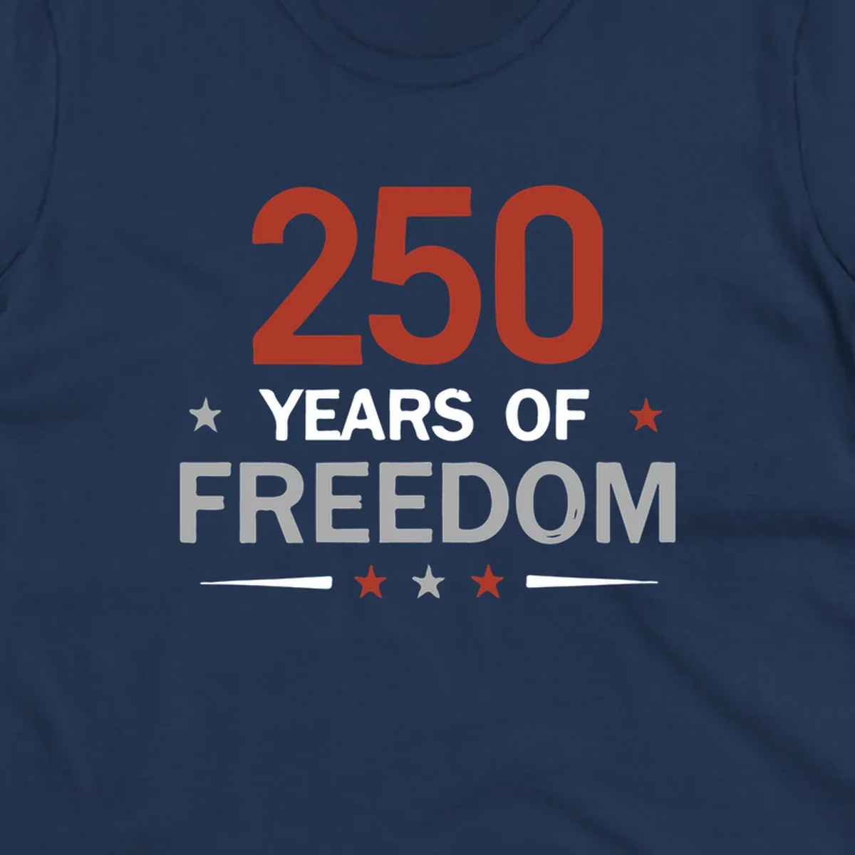 250 years of freedom typography design with stars and lines.