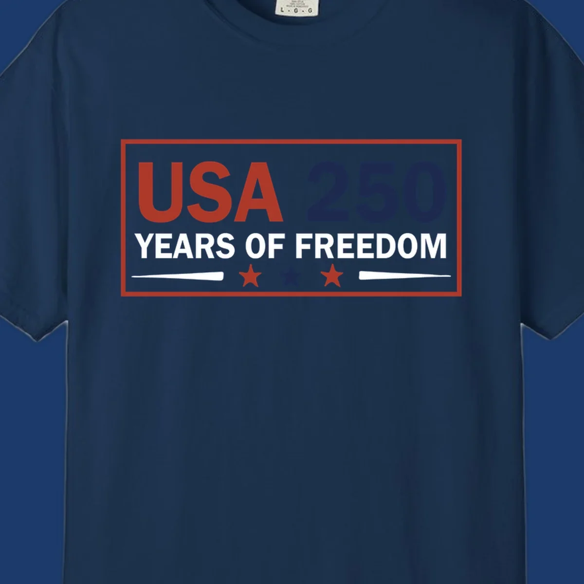 USA 250 freedom patriotic text and graphic design for celebration.