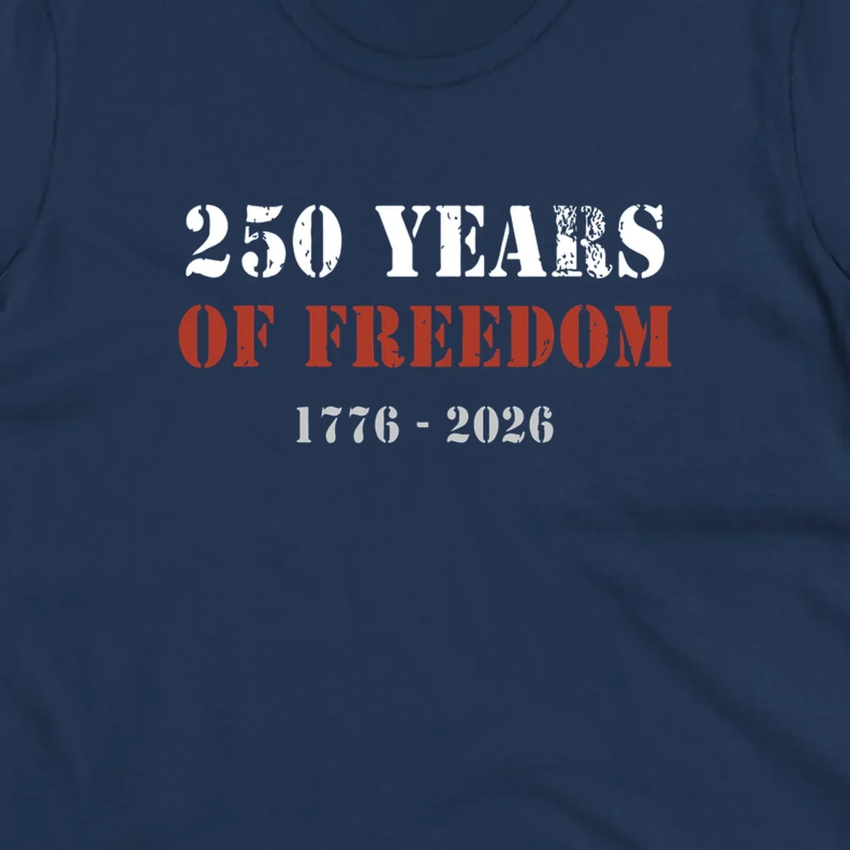 Text design celebrating America's 250 years of freedom with dates 1776-2026.