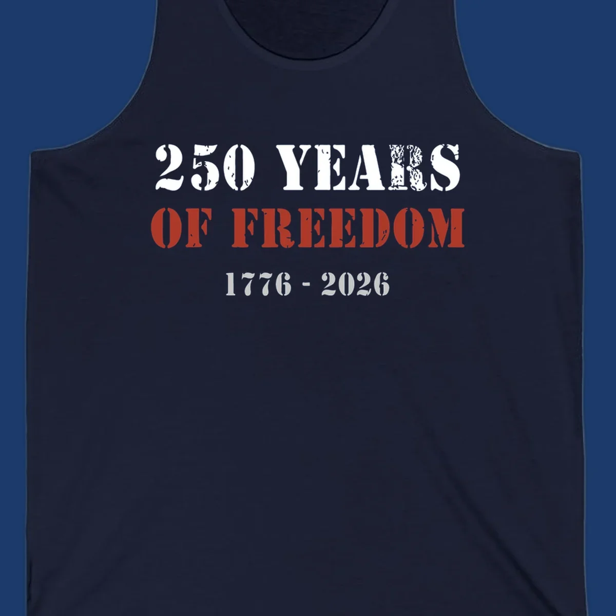 Text design celebrating America's 250 years of freedom with dates 1776-2026.