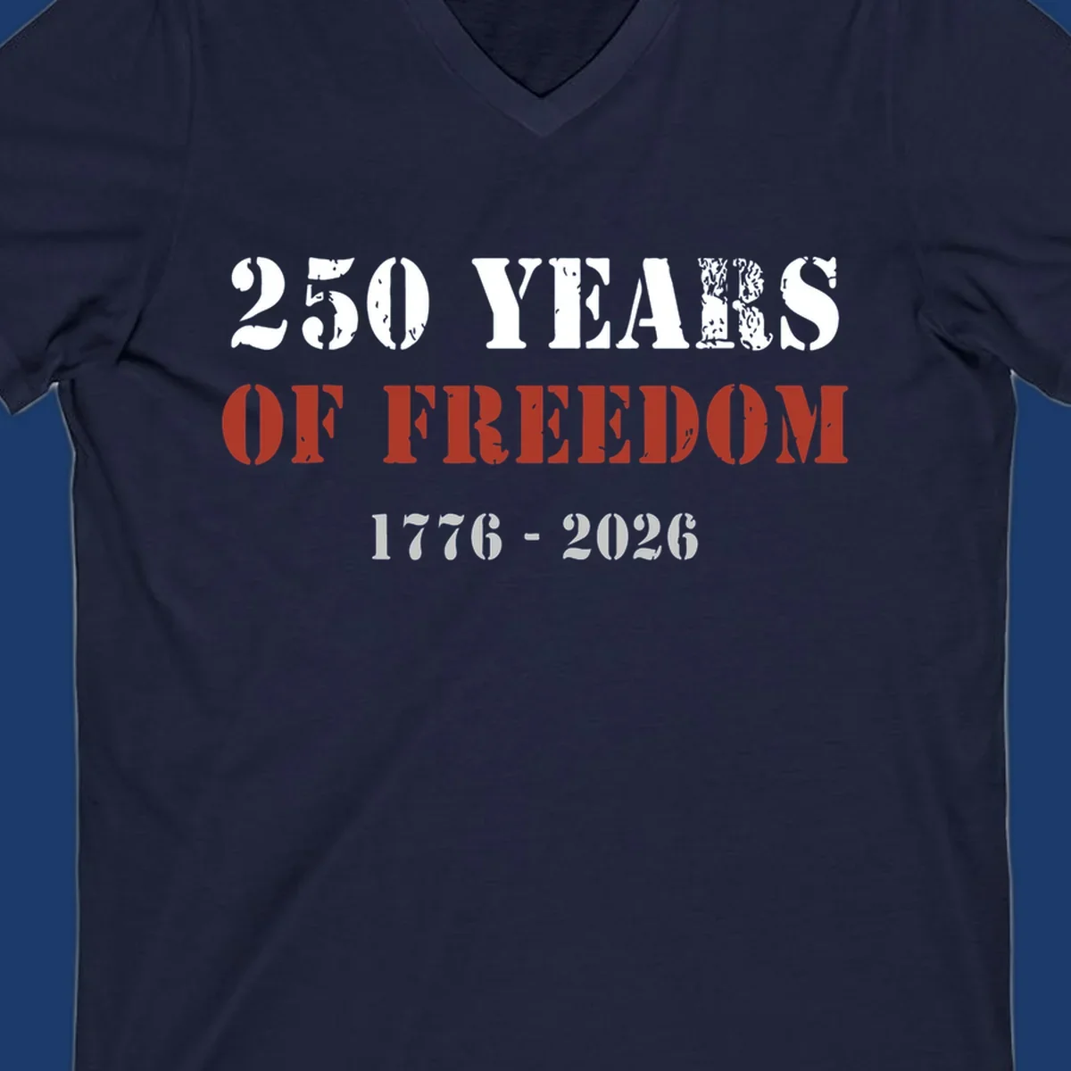 Text design celebrating America's 250 years of freedom with dates 1776-2026.