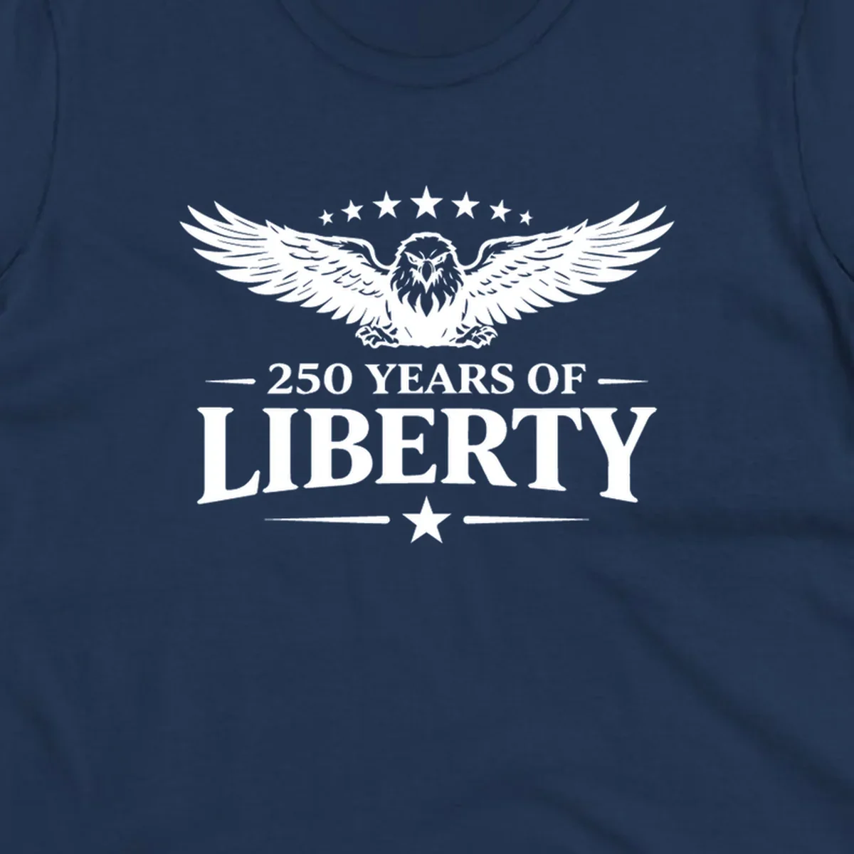 250 years of liberty eagle graphic with stars. Patriotic celebration design.