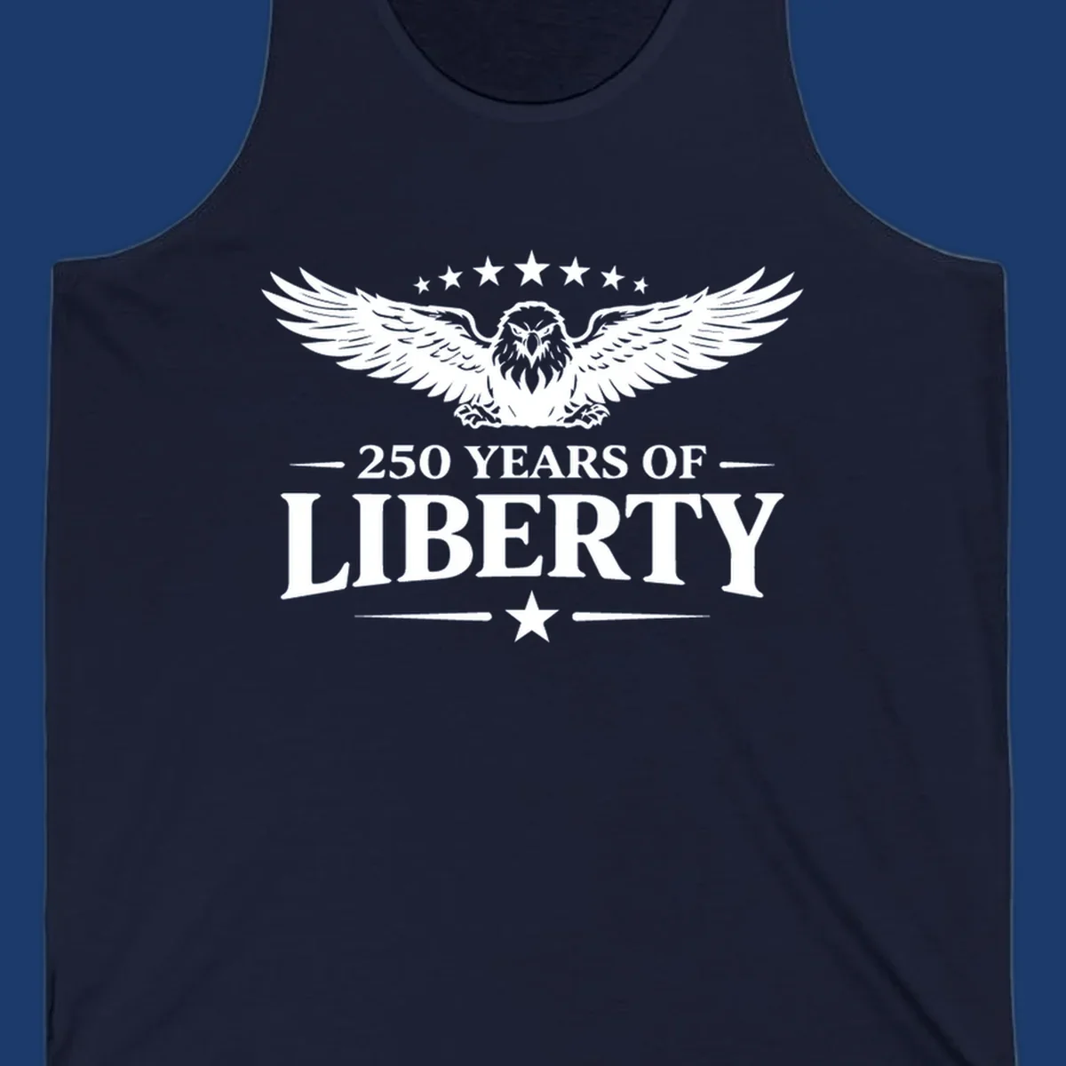 250 years of liberty eagle graphic with stars. Patriotic celebration design.