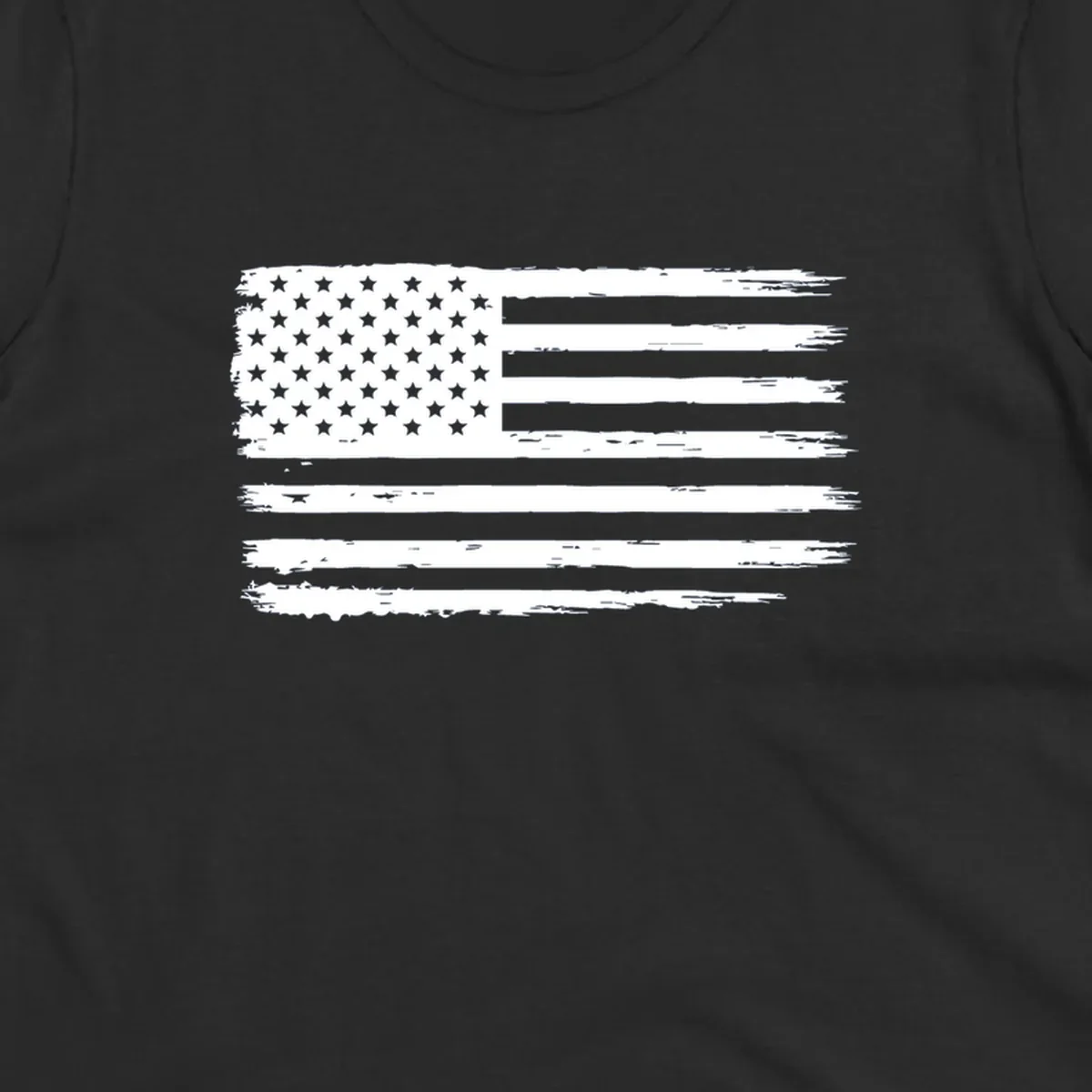 Distressed American flag graphic for bold event merch and party shirts.