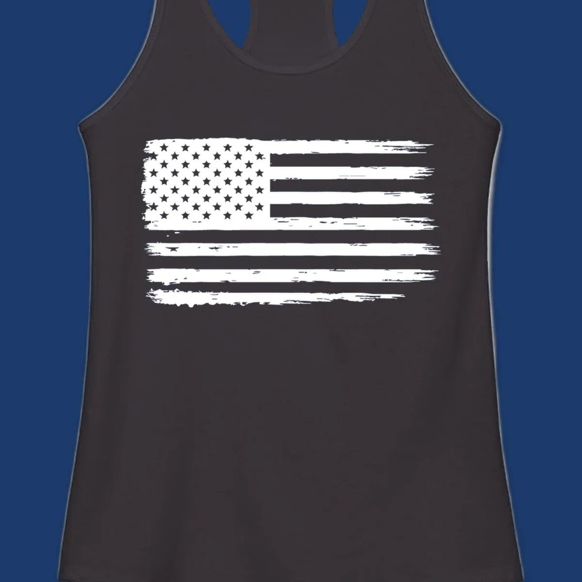 Distressed American flag graphic for bold event merch and party shirts.