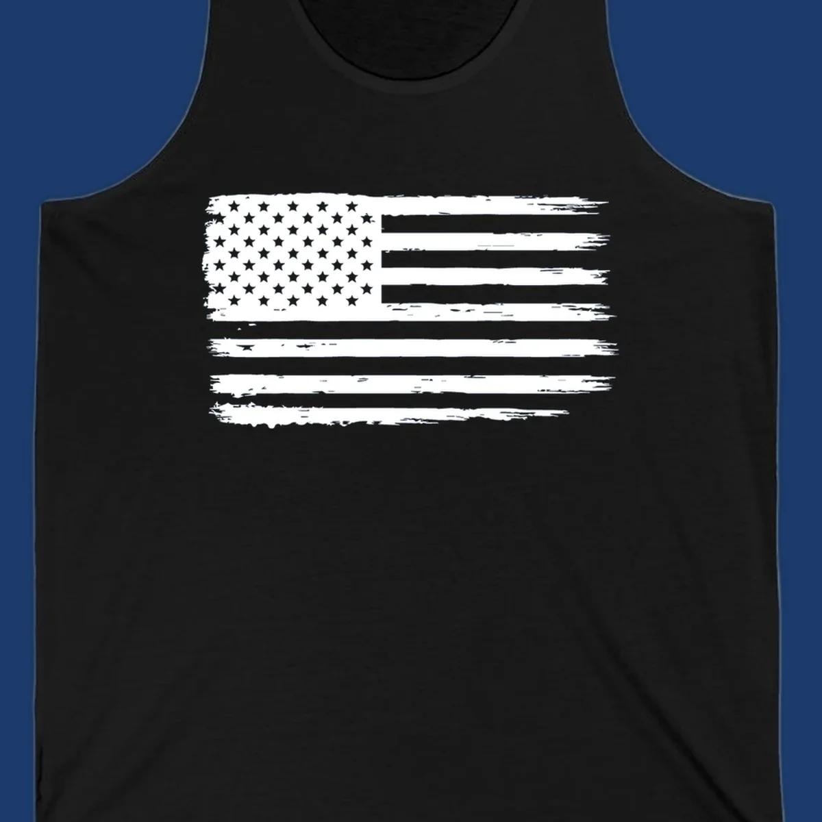 Distressed American flag graphic for bold event merch and party shirts.