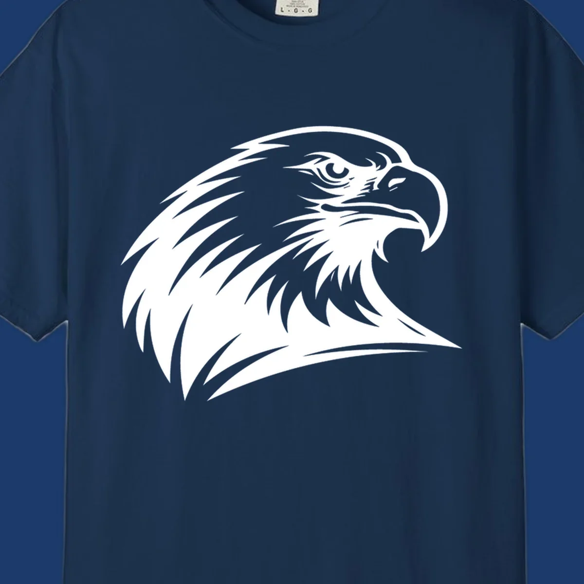 Bold illustration of an american eagle head in profile, representing american eagle spirit.