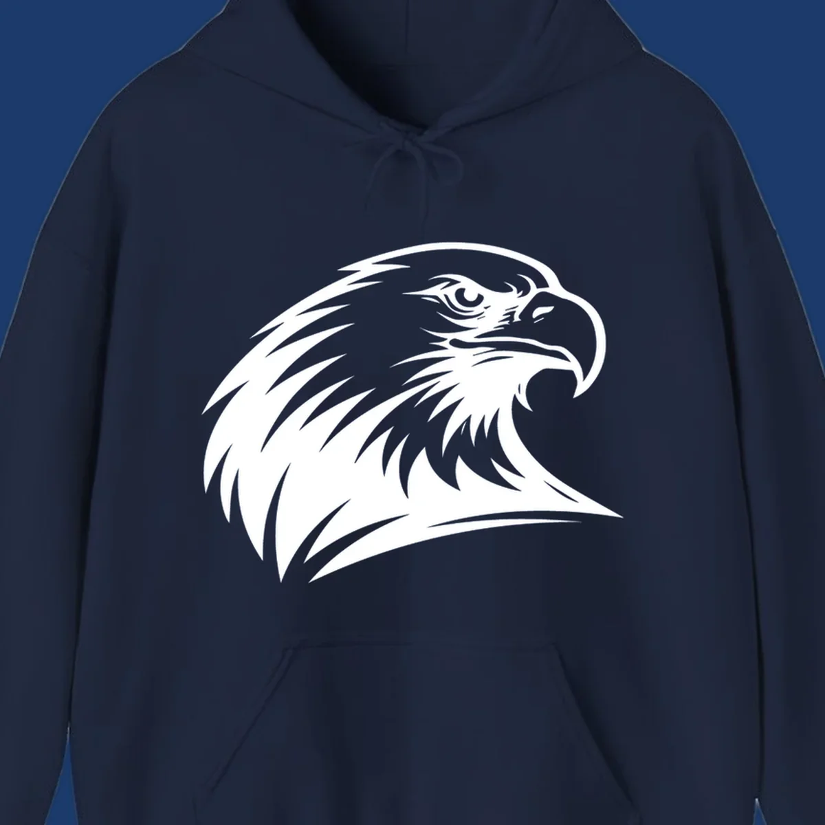 Bold illustration of an american eagle head in profile, representing american eagle spirit.