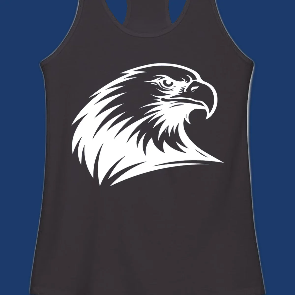 Bold illustration of an american eagle head in profile, representing american eagle spirit.