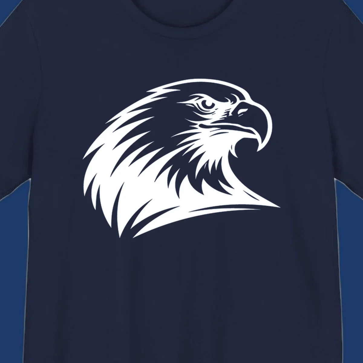 Bold illustration of an american eagle head in profile, representing american eagle spirit.