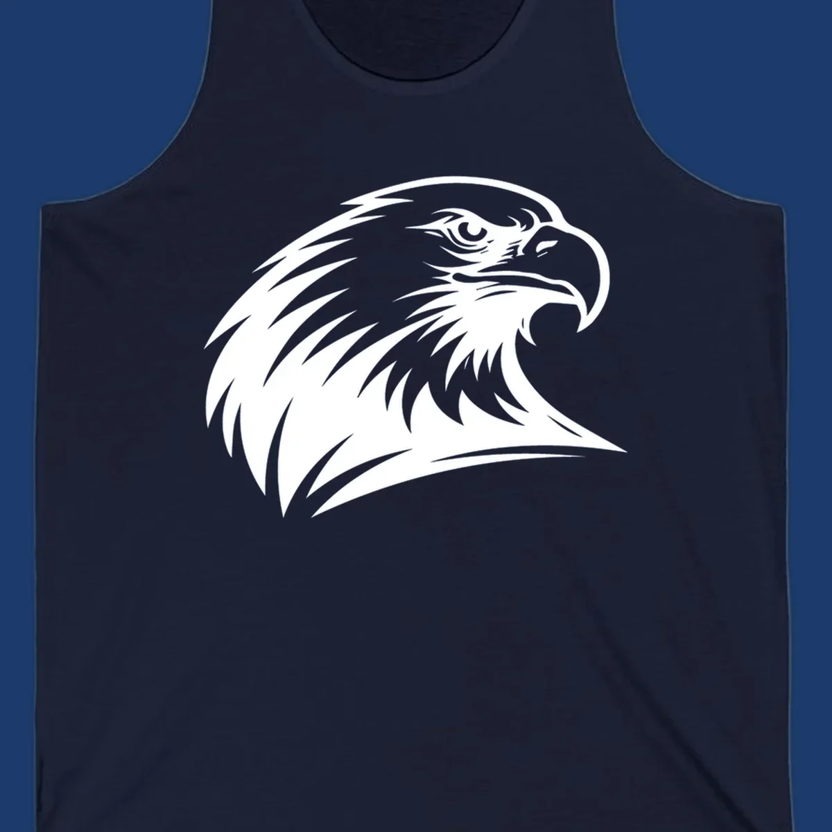 Bold illustration of an american eagle head in profile, representing american eagle spirit.
