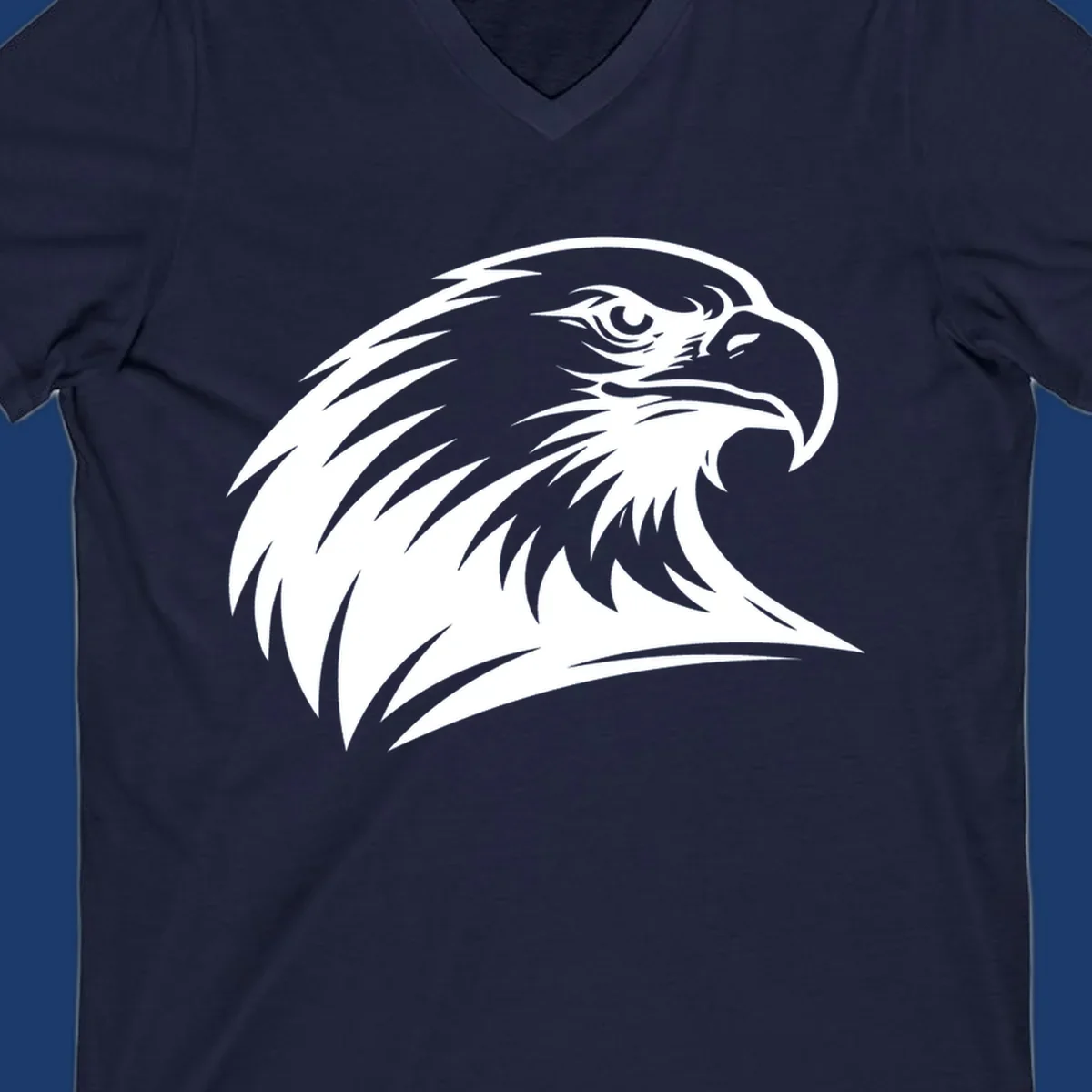 Bold illustration of an american eagle head in profile, representing american eagle spirit.