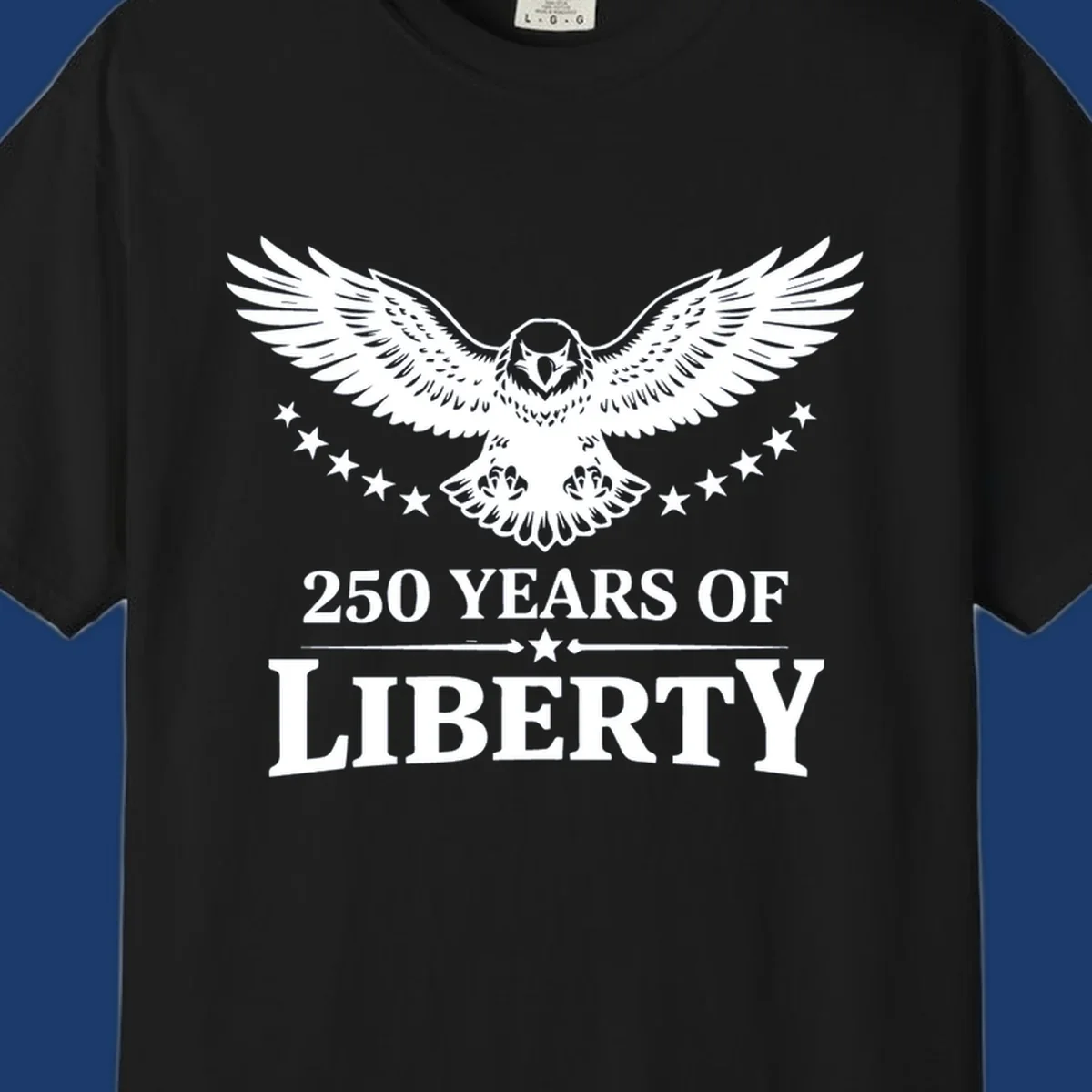 America 250th anniversary eagle with wings spread and '250 Years Of Liberty' text.