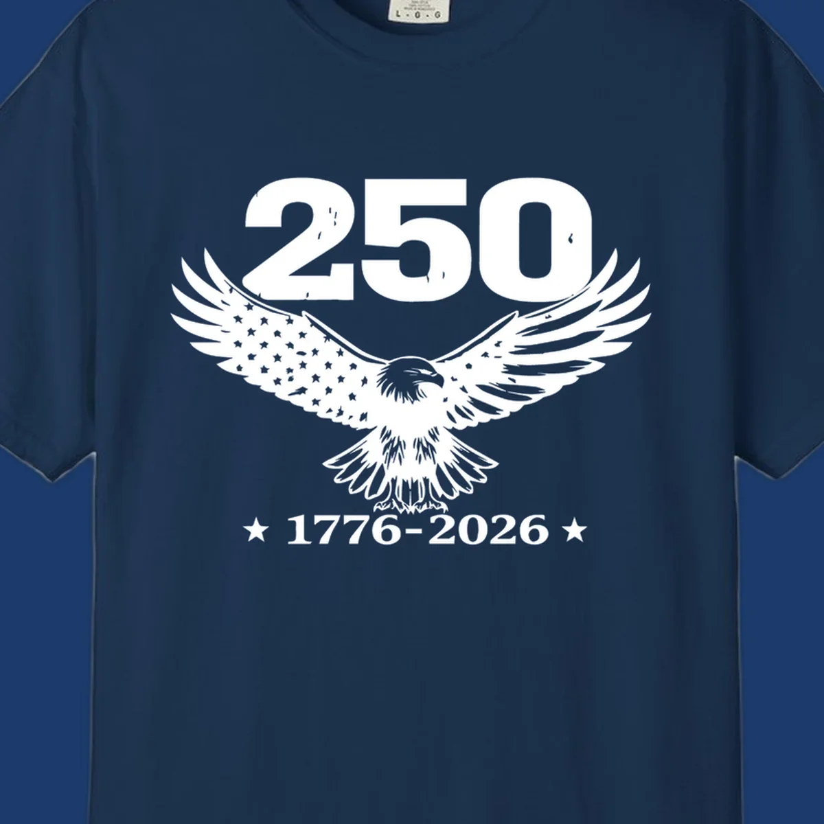 America 250th anniversary design with eagle and flag, 1776-2026.