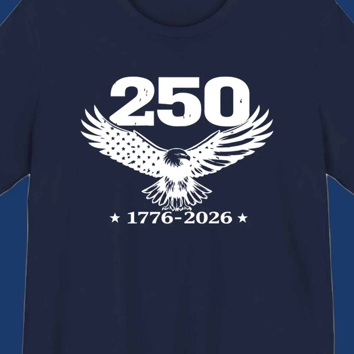 America 250th anniversary design with eagle and flag, 1776-2026.
