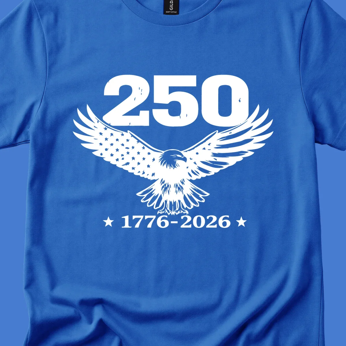 America 250th anniversary design with eagle and flag, 1776-2026.