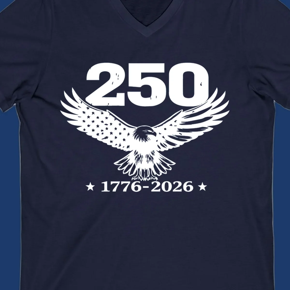 America 250th anniversary design with eagle and flag, 1776-2026.