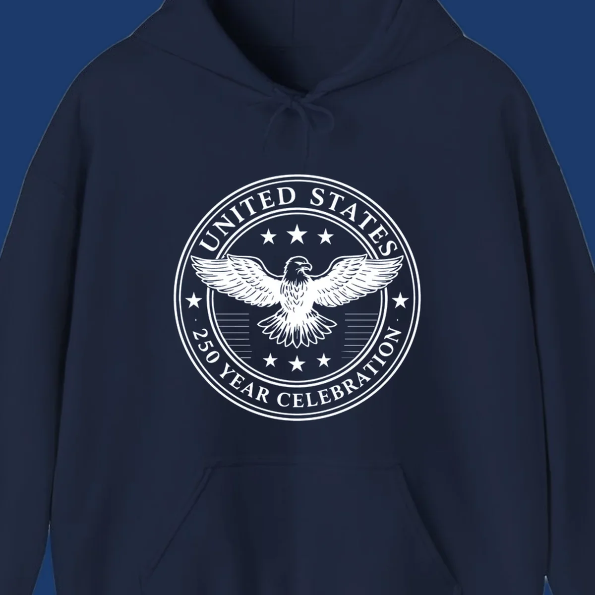 America 250th anniversary emblem featuring an eagle and text.