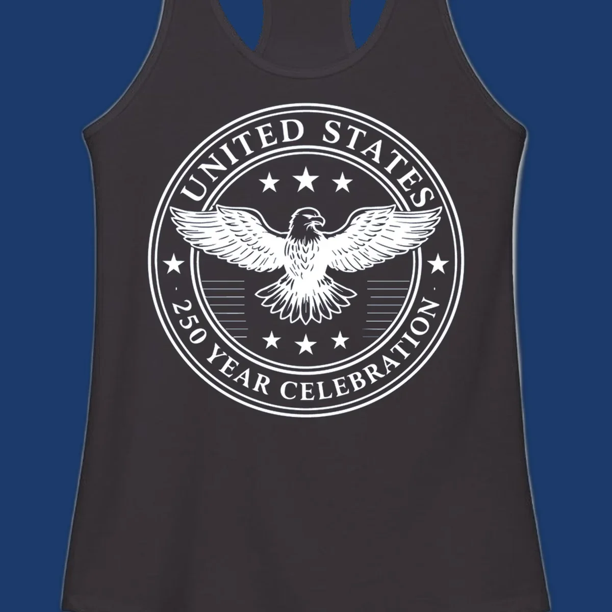 America 250th anniversary emblem featuring an eagle and text.