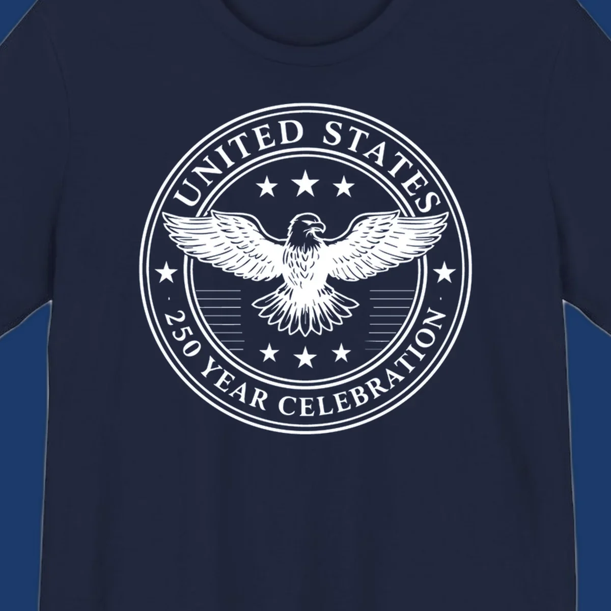 America 250th anniversary emblem featuring an eagle and text.