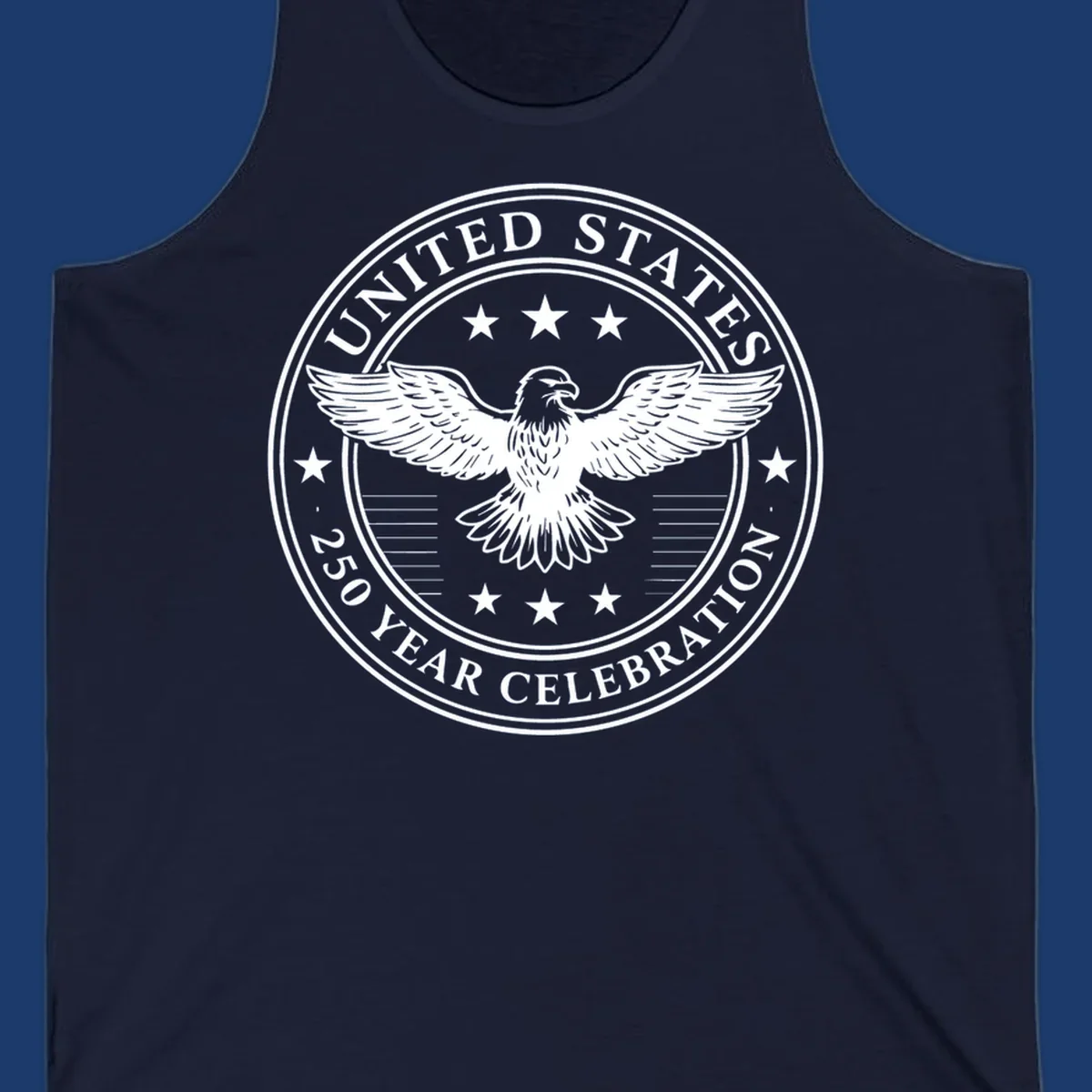 America 250th anniversary emblem featuring an eagle and text.