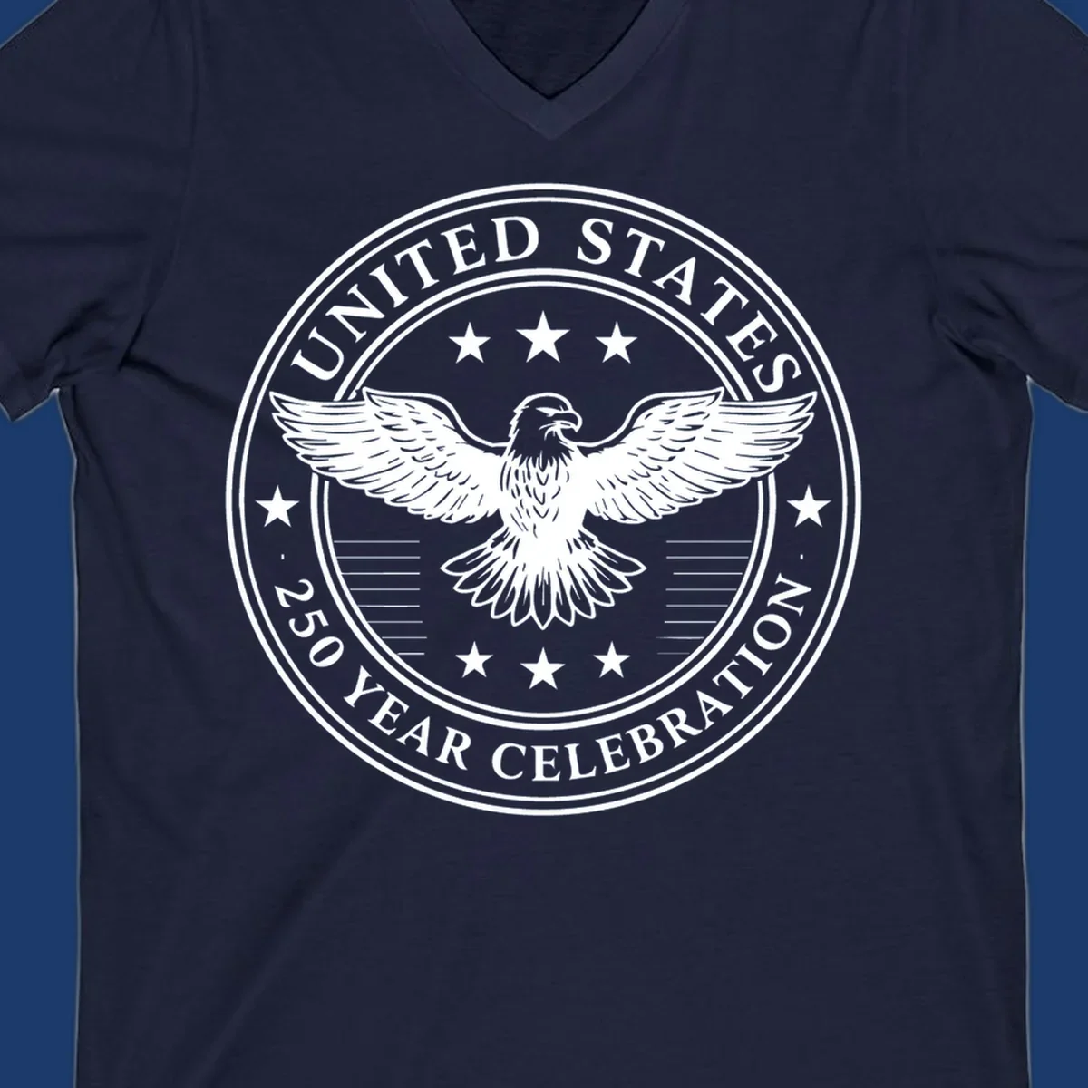 America 250th anniversary emblem featuring an eagle and text.