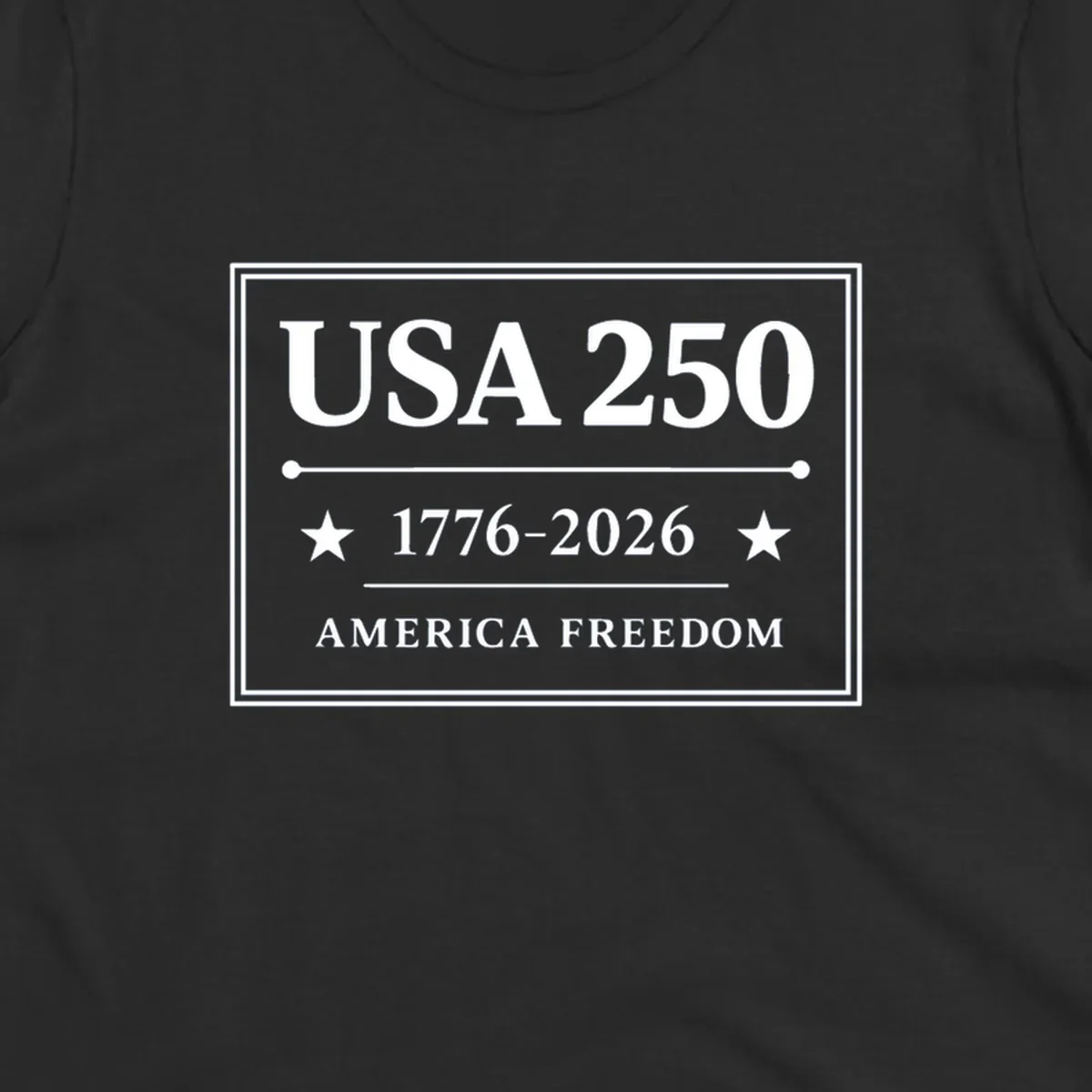 USA 250th anniversary design with text USA 250, 1776-2026, and AMERICA FREEDOM.