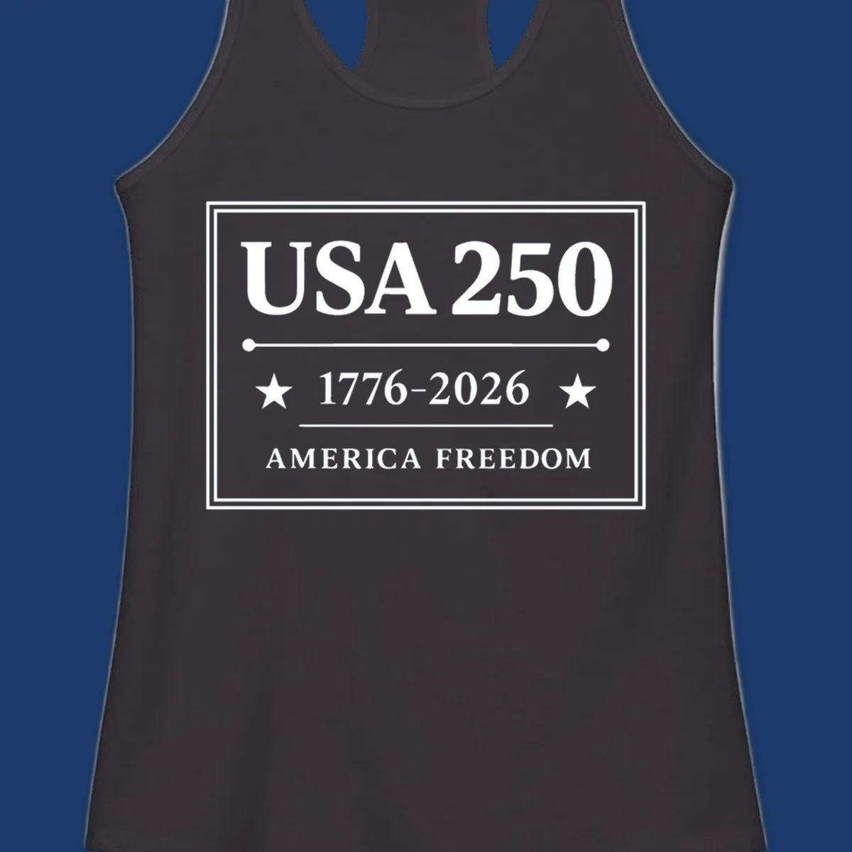 USA 250th anniversary design with text USA 250, 1776-2026, and AMERICA FREEDOM.
