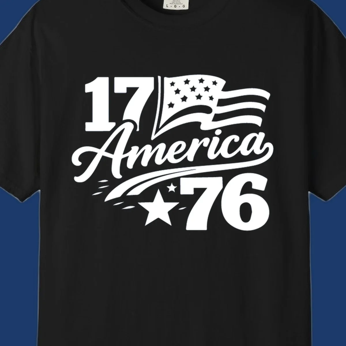 America 250th Anniversary bold text design with American flag and star.