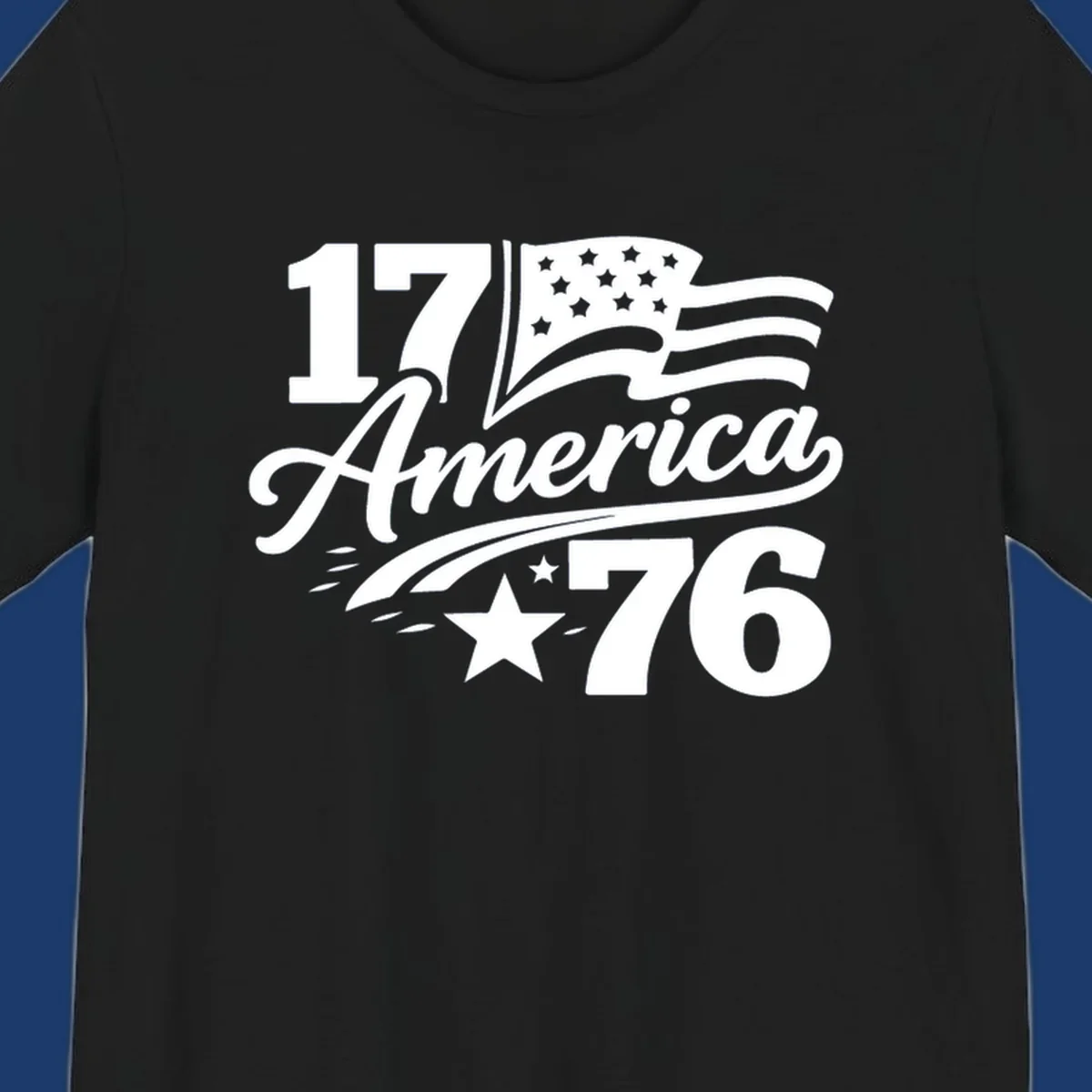 America 250th Anniversary bold text design with American flag and star.